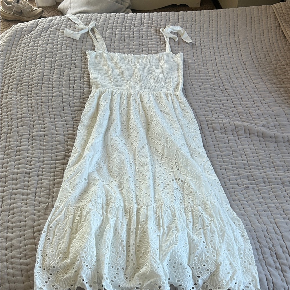 Everly White Eyelet Midi Dress